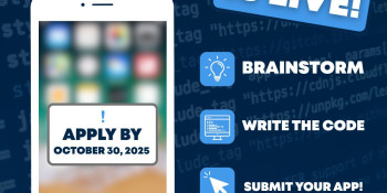 This is a graphic advertising the Congressional App Challenge. People interested applying can register at congressionalappchallenge.us